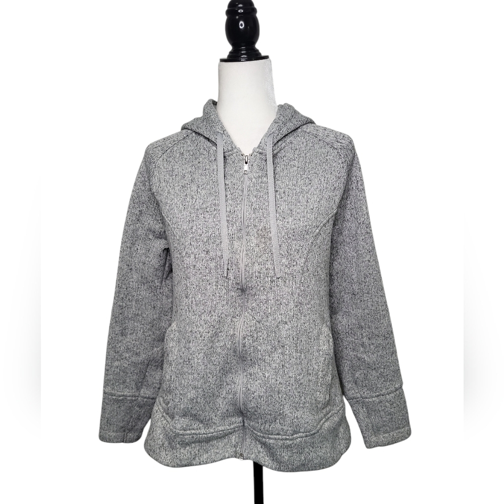 ACX Women's Hoodie Size L Knit Polyester Full Zip Heather Gray